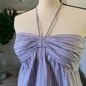 Striped Multi Purple Halter Dress, Loft, 6P
